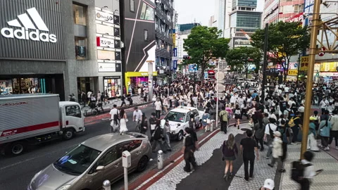Time lapse at Shibuya intersection, crowded and traffic Stock Footage 292464034