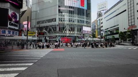 Time lapse at Shibuya intersection, crowded and traffic Stock Footage 292464050
