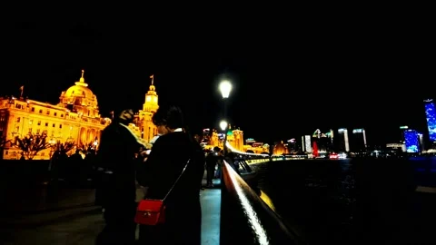 A time-lapse shooting of the crowd in THE BUND Video stock 143406947