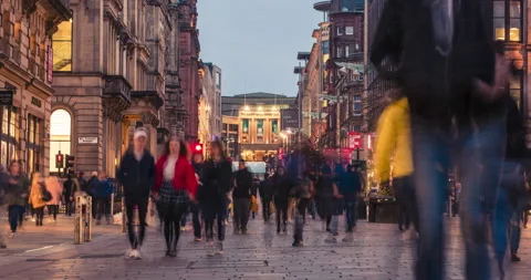 Time-lapse of shoppers in the busy centre of Glasgow, Scotland Stock Footage 229460352