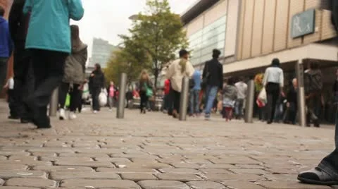 Time-Lapse of shoppers in street Stock Footage 10688969