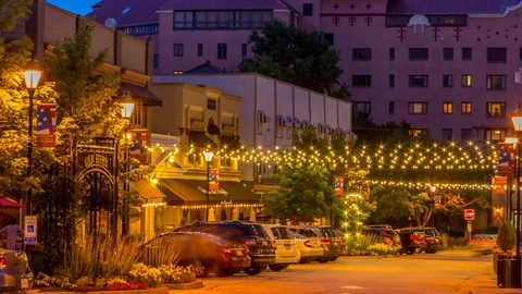 Time Lapse of Shopping Center at Dusk Stock Footage 80871375