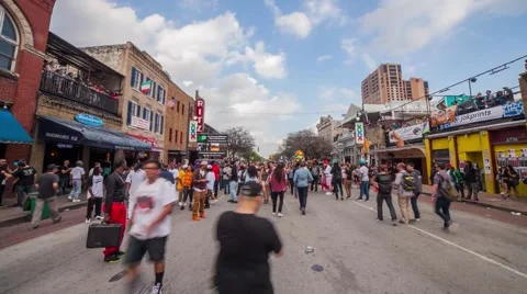 Time Lapse Shot 6th Street Austin Texas at SXSW 2015 Stock Footage