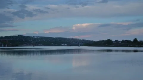 Time Lapse Shot of Barge Passing Under Rochester Monaca Bridge Stock Footage 57985398