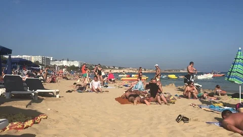 Time Lapse Shot at a beach with gold sand Stock Footage 91328751