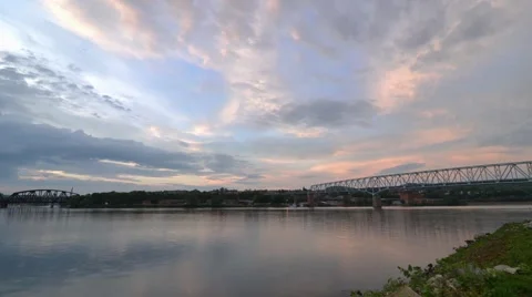 Time Lapse Shot of the Beaver and Ohio River from Monaca, PA Stock Footage 58017089