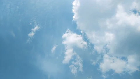 Time-lapse shot of a blue sky and moving white clouds in the air. Texture of Stock Footage 215699912