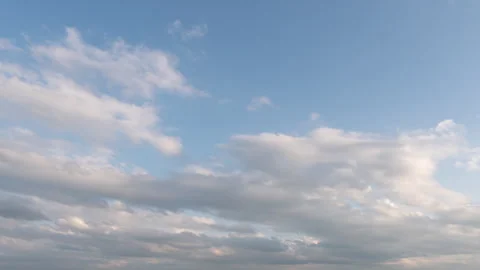 A time-lapse shot of a bright blue sky covered with large fluffy white cumulus Stock Footage 319476629