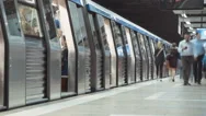 Time Lapse Shot Of A Busy Metro Station With People Boarding Trains And Leaving  Stock Footage
