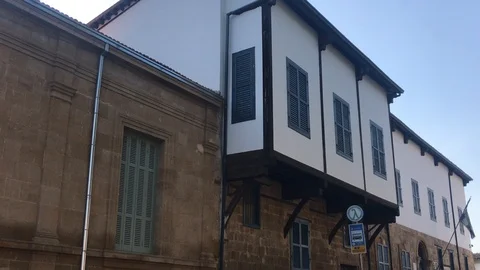 Time Lapse Shot of Classic Building in Nicosia. Cyprus Theology School Stock Footage 101063235