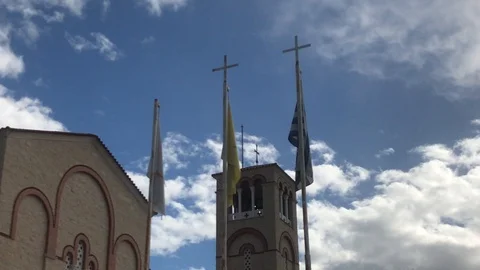 Time lapse Shot of Clouds in Motion above a Greek Church in Cyprus Stock-Footage 100676785