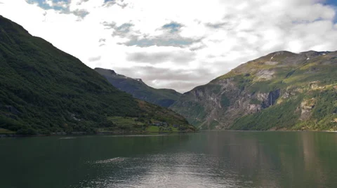 TIme-lapse shot of clouds moving over water in Norway. Stock Footage 52265070