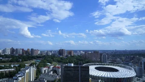 Time lapse shot of  clouds over the Olympic stadium. Kyiv, Ukraine Stock Footage 78224487