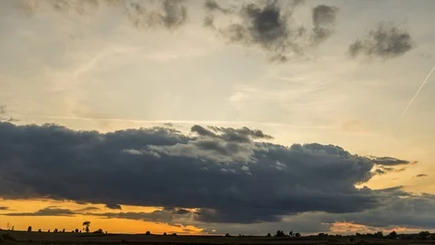 Time lapse shot of cloudscape in sky during sunset Stock Footage 122457450