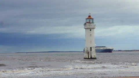 Time lapse shot of container ship travelling up the river Mersey with New Stock Footage 329199691