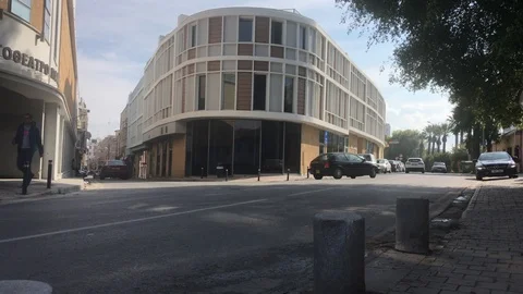 Time Lapse Shot of Corner Building in Nicosia, Cyprus Stock Footage 101437425