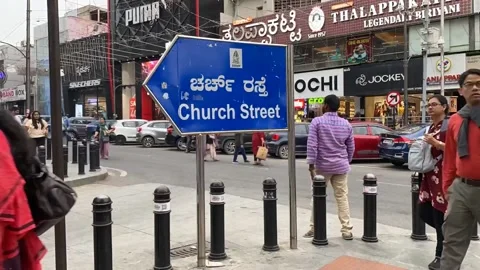 Time lapse shot of crowds and traffic around Church Street Stock Footage 229471904
