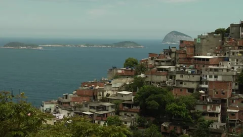 Time lapse shot of the favelas in Buenos Aires with seaview Stock Footage 160280780
