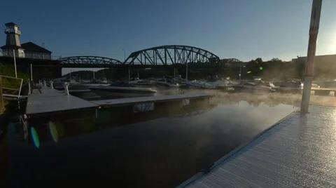 Time Lapse Shot of Fog Rolling on the Beaver River at Sunrise Stock Footage 58016325