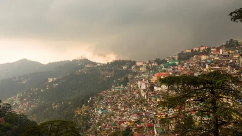 Time lapse shot of heavy storm moving cloud above Shimla city, India Stock Footage 112365121