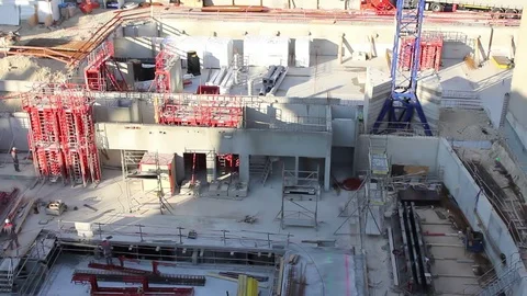 Time lapse shot of a large scale construction site as they are building the Stock Footage 72111678