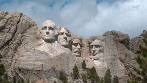 A time lapse shot of Mount Rushmore in South Dakota captured on a partly Stock Footage 193538587