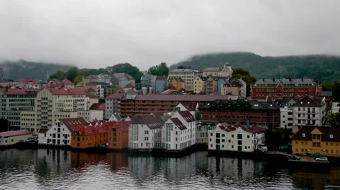 Time-lapse shot of mountains and water in Geiranger, Norway. Stock Footage 52264987