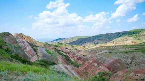Time lapse shot of Mravaltskaro Colorful Mountains in Kakheti Region Video stock 289438878