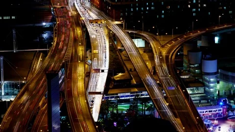 Time Lapse shot of night traffic Stock Footage 82052451