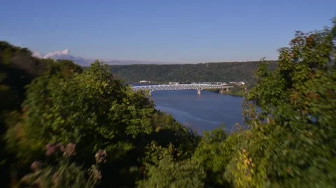 Time Lapse Shot of Ohio River and Beaver Bridge on I-376 in Beaver, PA Stock Footage 58253937