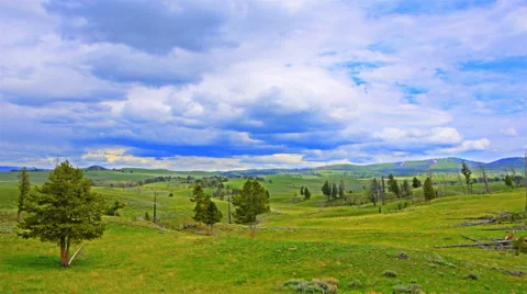 Time-lapse shot of an open field in Wyoming Stock Footage 52328656