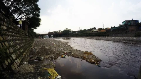 Time Lapse shot of A polluted small river. Stock Footage 109611865