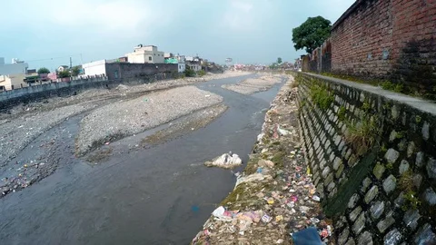 Time Lapse shot of A polluted small river. Stock Footage 109613571