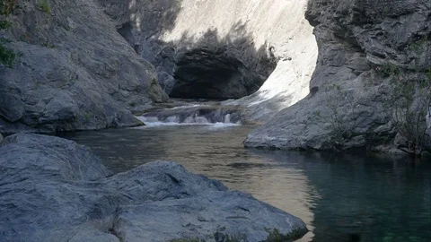 Time lapse shot of a river stream through rocks Stock Footage 80934183