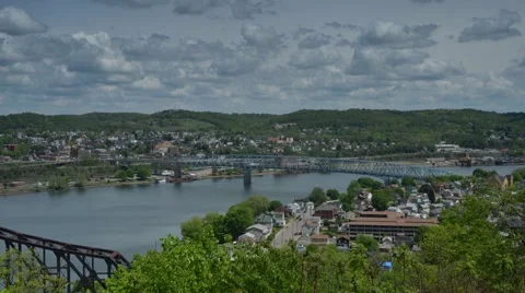 Time Lapse Shot of Rochester-Monaca Bridge on a Cloudy Day Stock Footage 58252923
