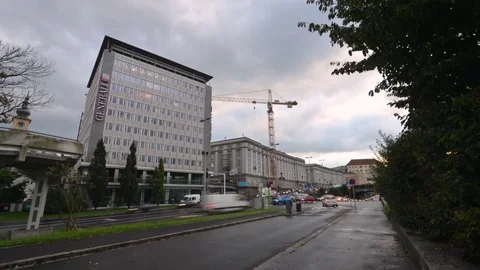 Time lapse shot of rush hour in Linz, Austria Stock Footage 70792814
