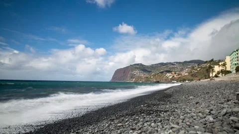 Time-Lapse Shot Of Sea Waves On A Beach In Madeira Stock Footage 304768016