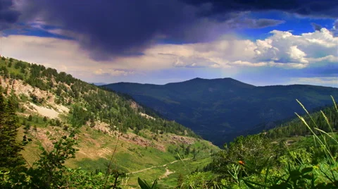 Time-lapse shot of the sky and clouds over a canyon in Utah Video stock 52327745