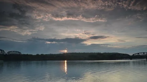 Time Lapse Shot of Sunrise Down on the River Stock Footage 58015099