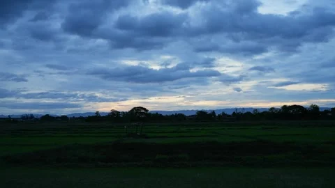 Time-lapse shot of sunrise over a tranquil wheat field Stock Footage 313342485