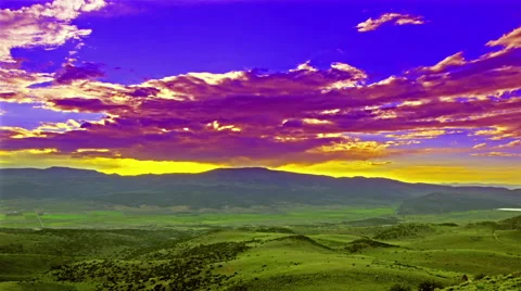 Time-lapse shot of sunset over Fishlake National Forest, Utah with lens flare Stock Footage 52327883