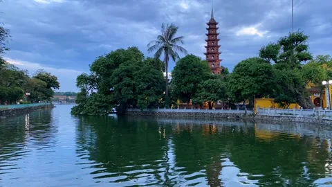 Time lapse shot of Tran Quoc Pagoda in Ho Tay lake, Hanoi, Vietnam 4K Stock Footage 276365908
