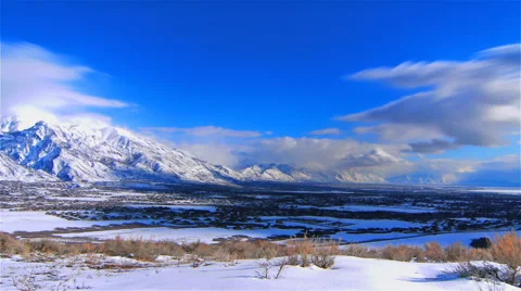 Time-lapse shot of the Utah valley in winter Stock Footage 52328191