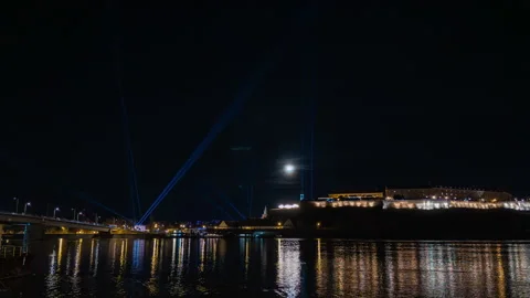 Time-lapse of the show with a view of the Petrovaradin fortress in Novi Sad Stock Footage 261328683