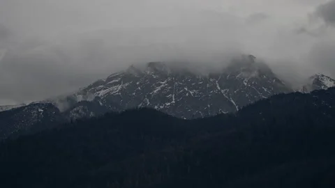 Time lapse showing clouds moving over the most famous mountain in Poland. Stock Footage 237537664