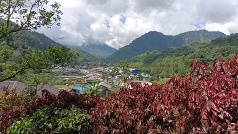 Time lapse of sibayak mountains on a cloudy day and windy Stock Footage 202133805