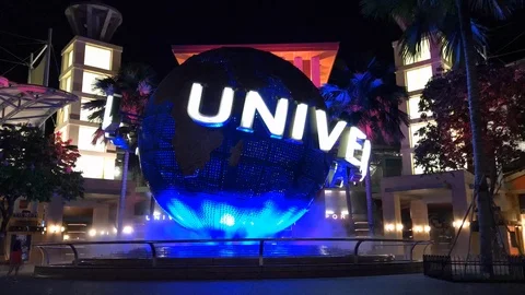 Time lapse of the sign of Universal Studios theme park in Singapore Stock Footage 113548493