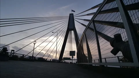 Time lapse silhouette Anzac bridge in Sydney 4K Stock Footage 267518456