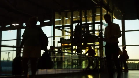 Time lapse with silhouettes of crowd of people walking, hurry or wait Stock Footage 297119947