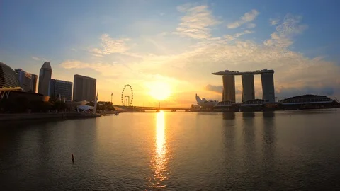 Time lapse of Singapore city skyline of Marina Bay Stock Footage 104772653